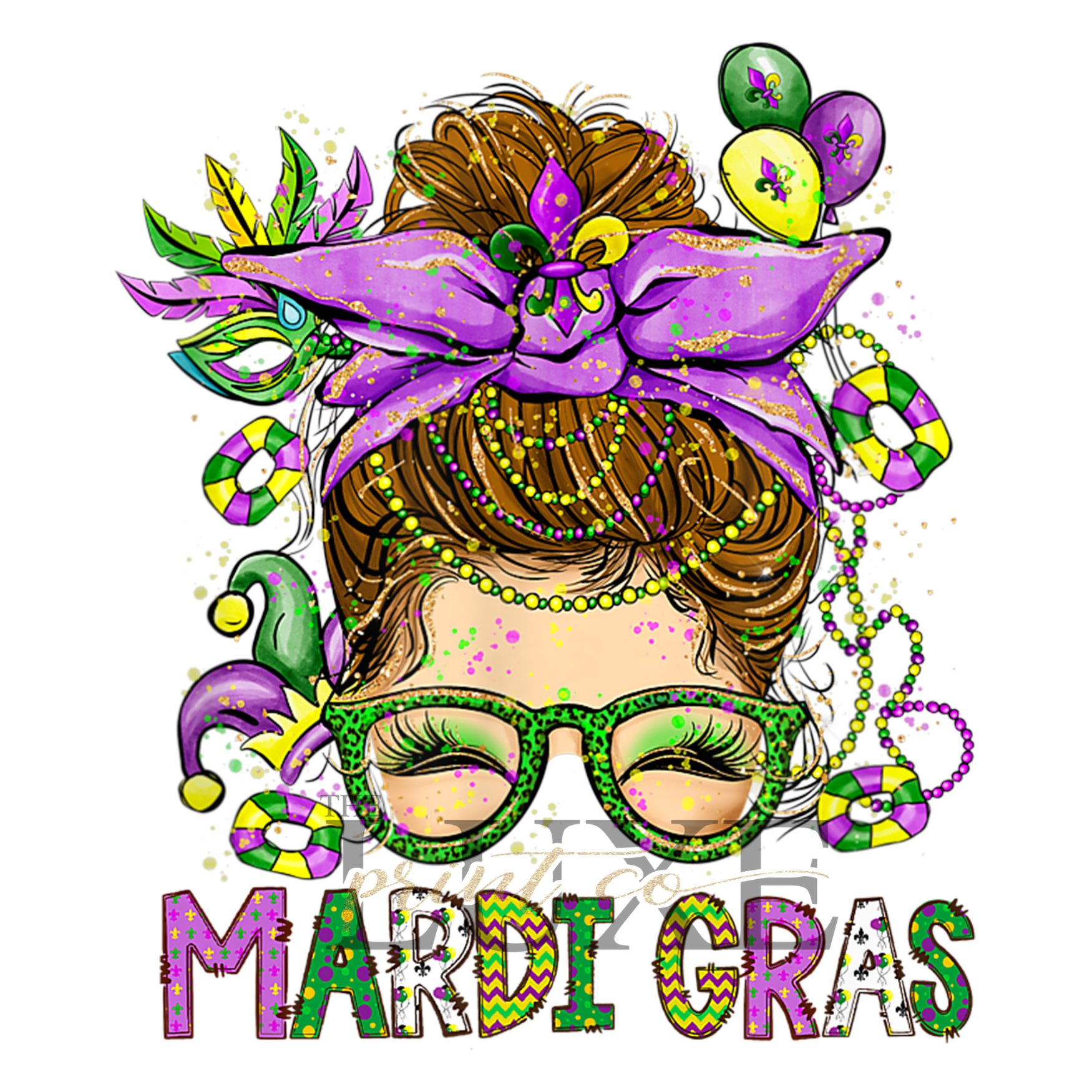Mardi Gras Diva DTF Print
