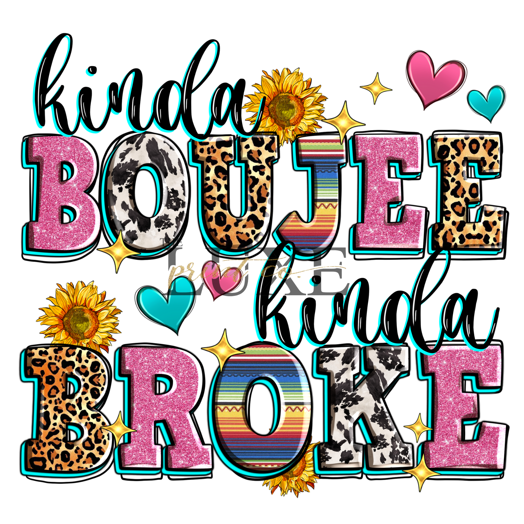 Kinda Boujee Kinda Broke  DTF Print