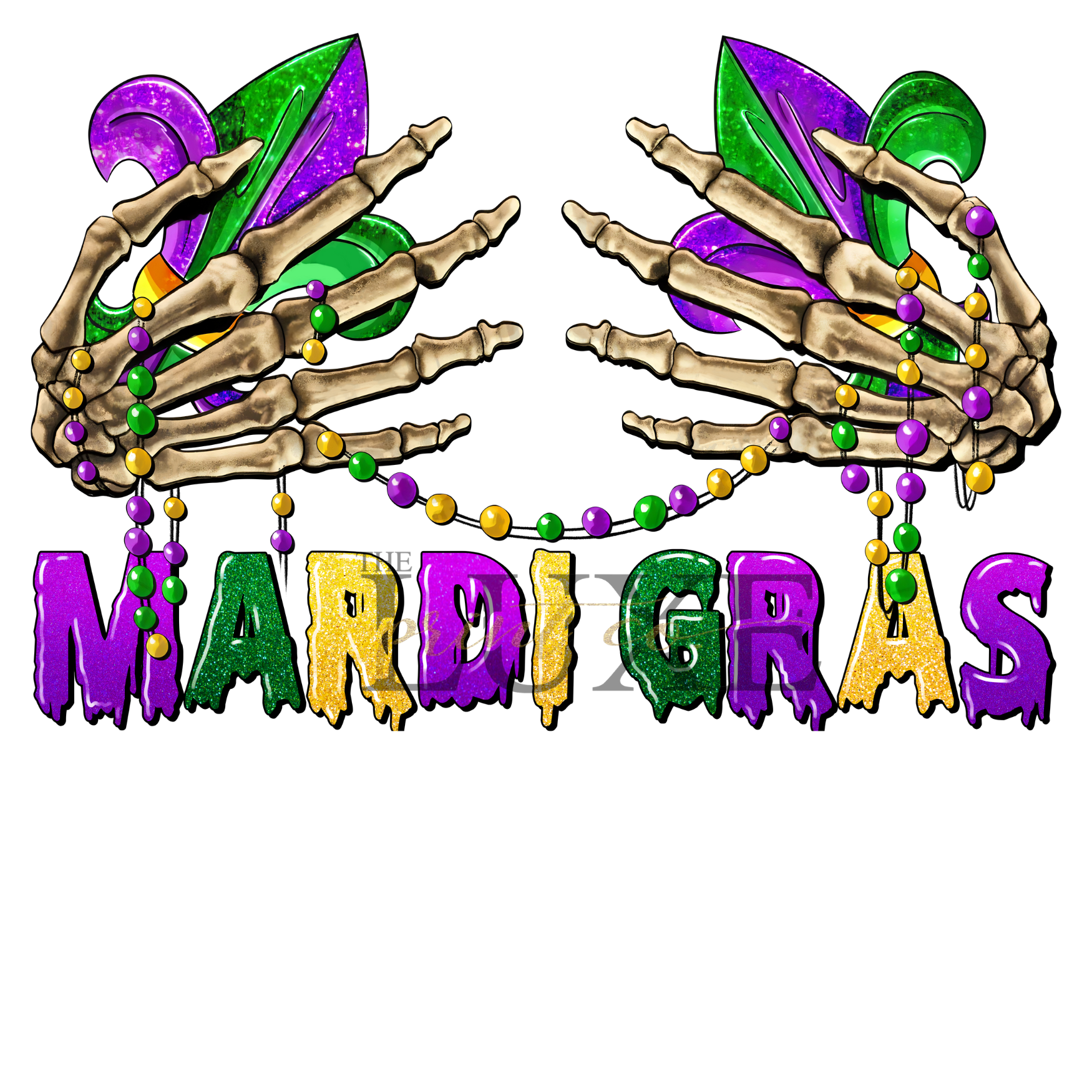Mardi Gras Skeleton DTF Print