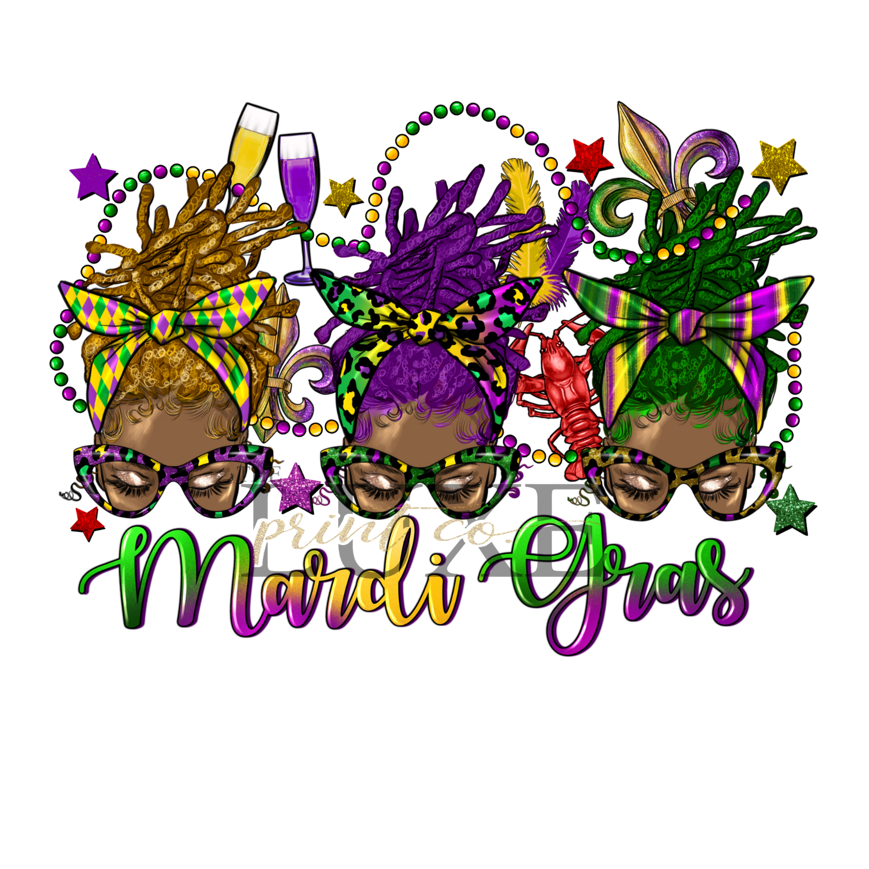Mardi Gras Sisters  DTF Print