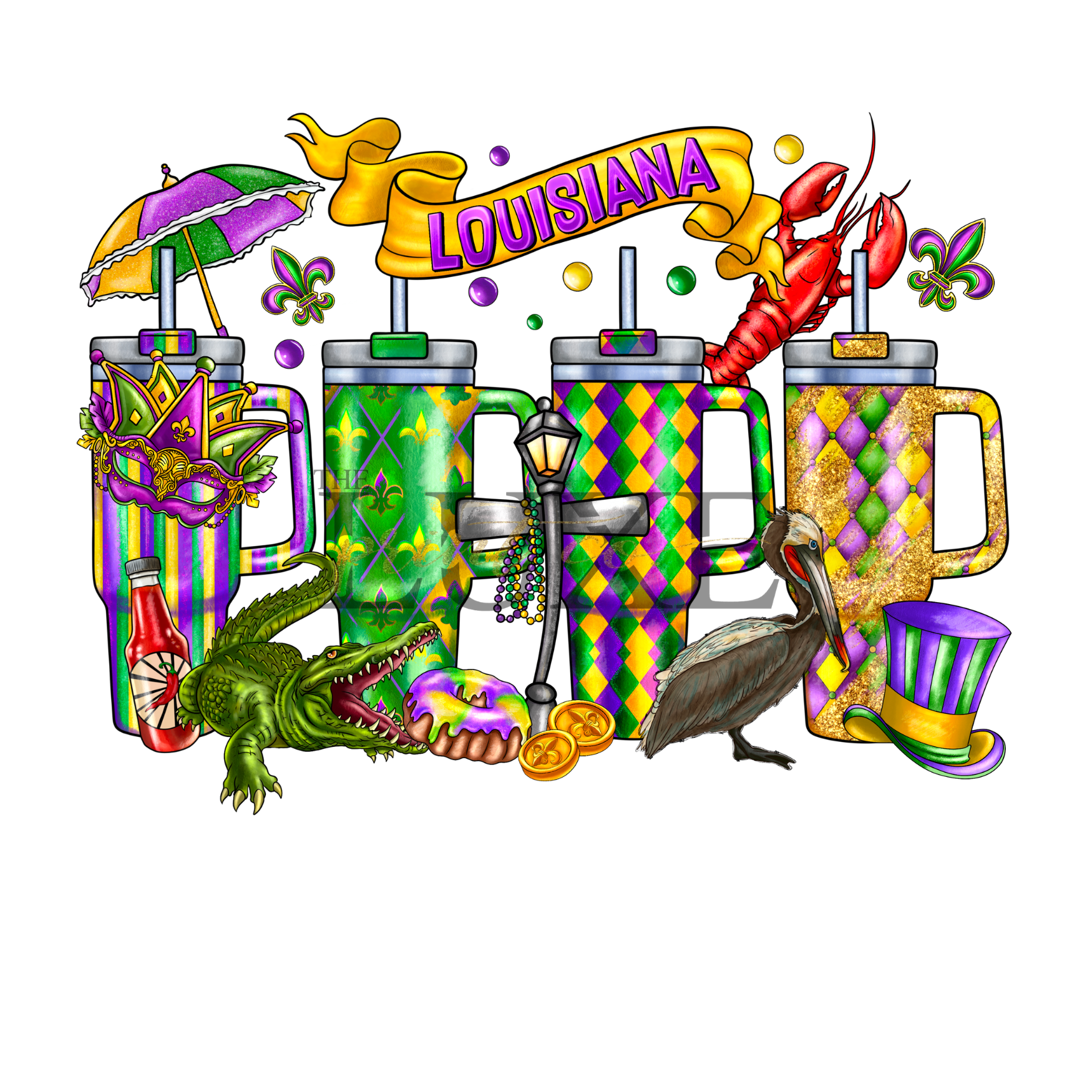 Mardi Gras Tumblers DTF Print