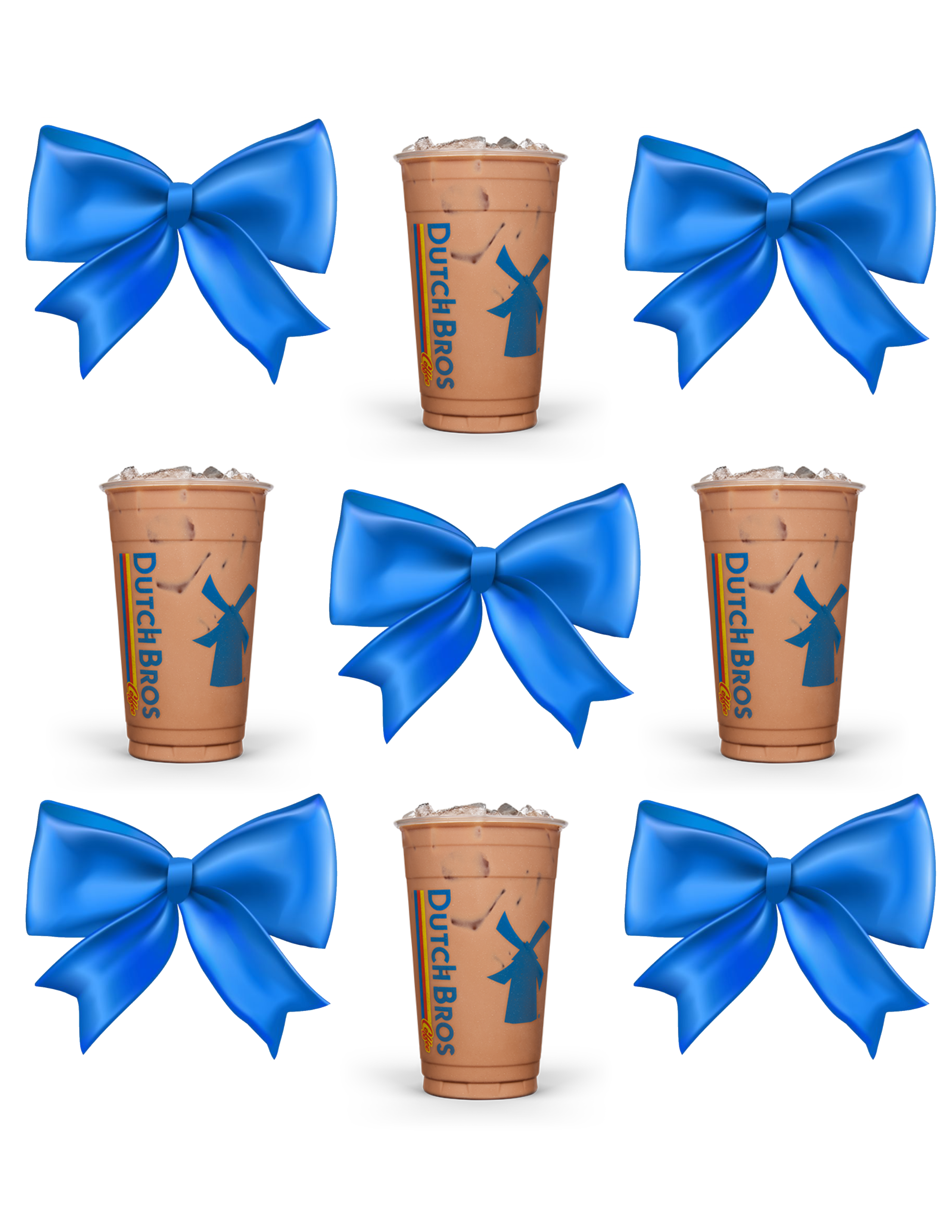 D Coffee and Blue Ribbon DTF Print