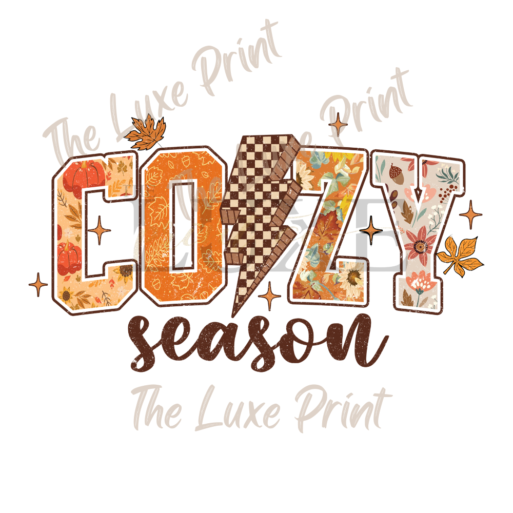 Cozy Season Lightening Bolt DTF Print