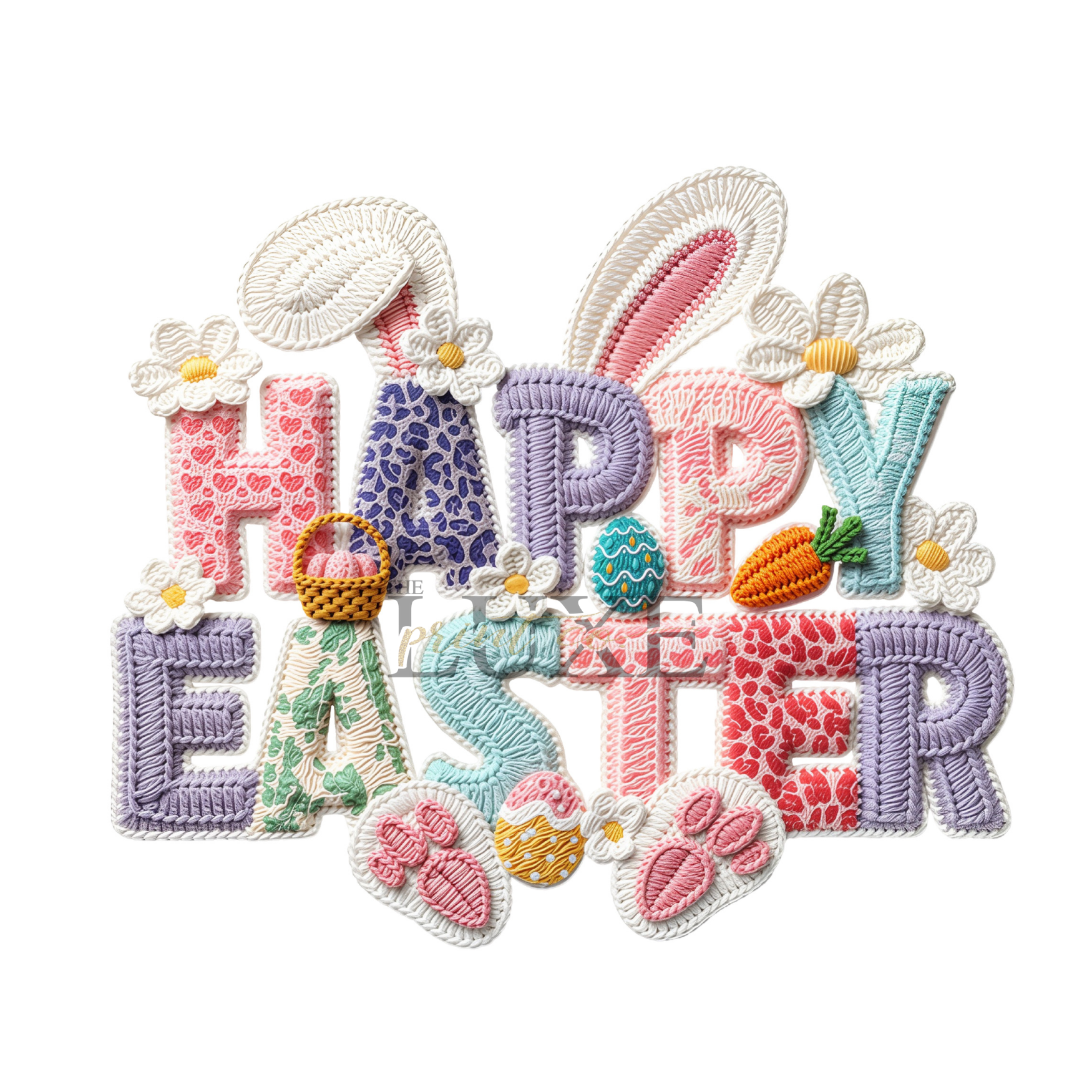 Latch Hook Happy Easter DTF Print